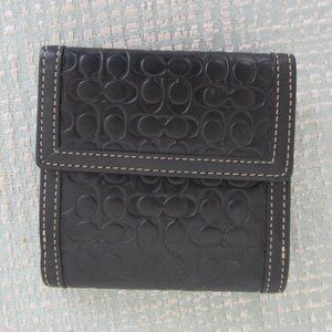 Coach Bifold Wallet In Embossed COACH Logo Signature Genuine Later, Black
